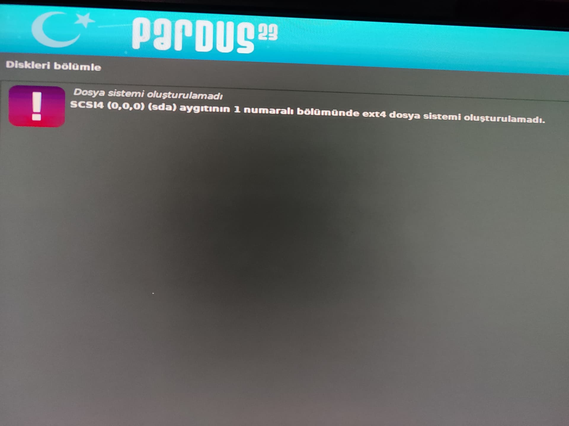 カウス・アウストラリス様確認用 23.1 Kurulum hatası yardım - Geri Bildirim - Pardus Forumları