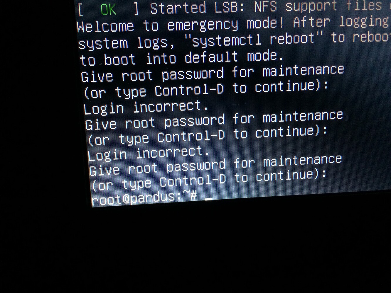 Give root password for maintenance or type control d to continue что делать