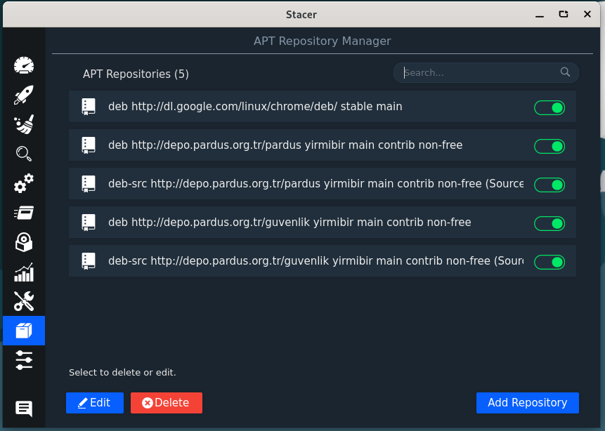 Stacer-APT-Repository-Manager-Options