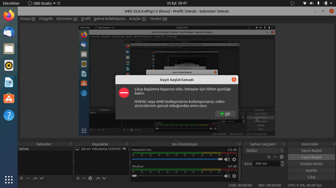 Obs Studio Da Ekran Kaydi Yapamiyorum Yeni Baslayanlar Pardus Forumlari Tubitak Ulakbim